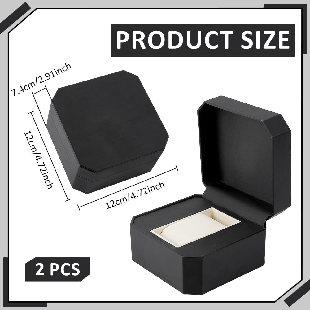 BENECREAT Coffret Montre Cuir PU Noir Lot de 2 Coussin