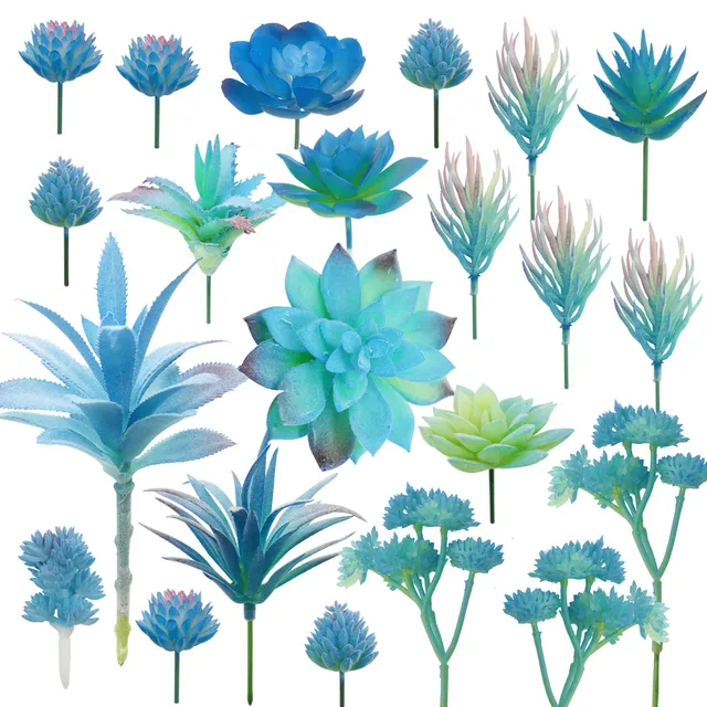 Cayway plantes succulentes artificielles Style 11 bleu 21 pcs