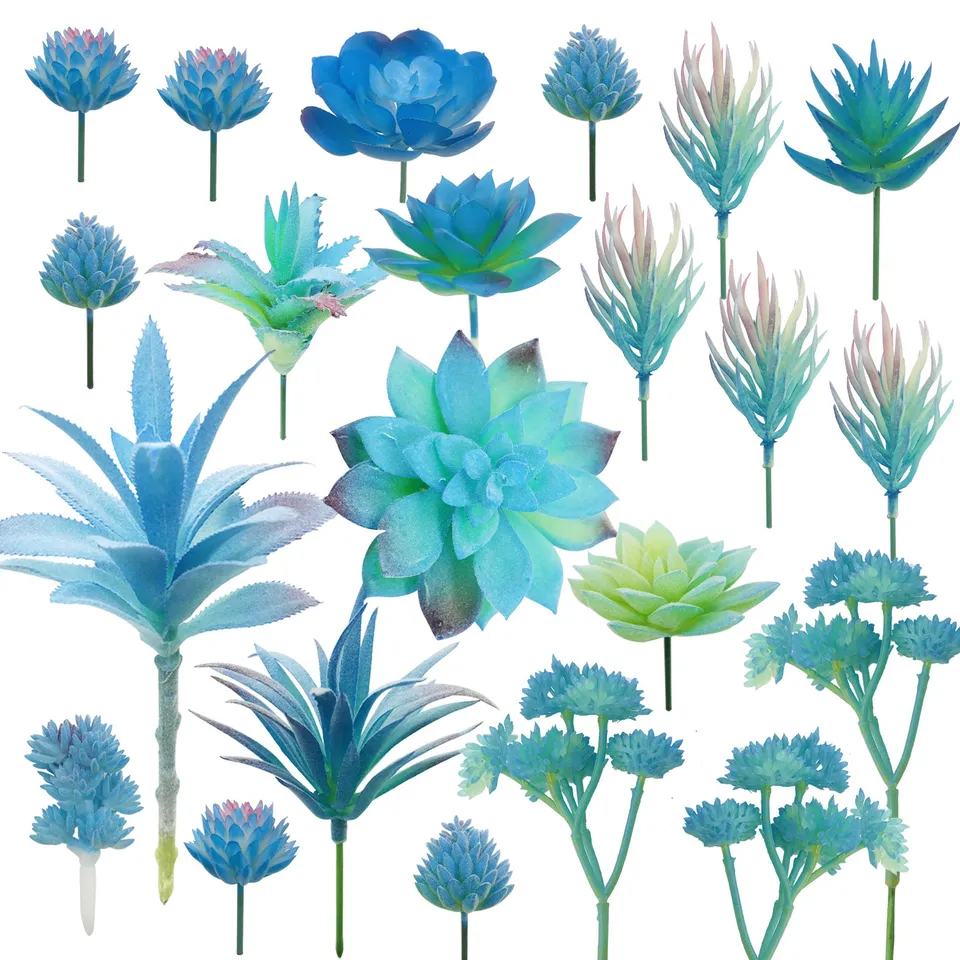 Cayway plantes succulentes artificielles Style 11 bleu 21 pcs