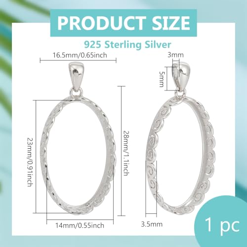 BENECREAT Support Pendentif Argent 925 Couronne Ovale 23x14mm