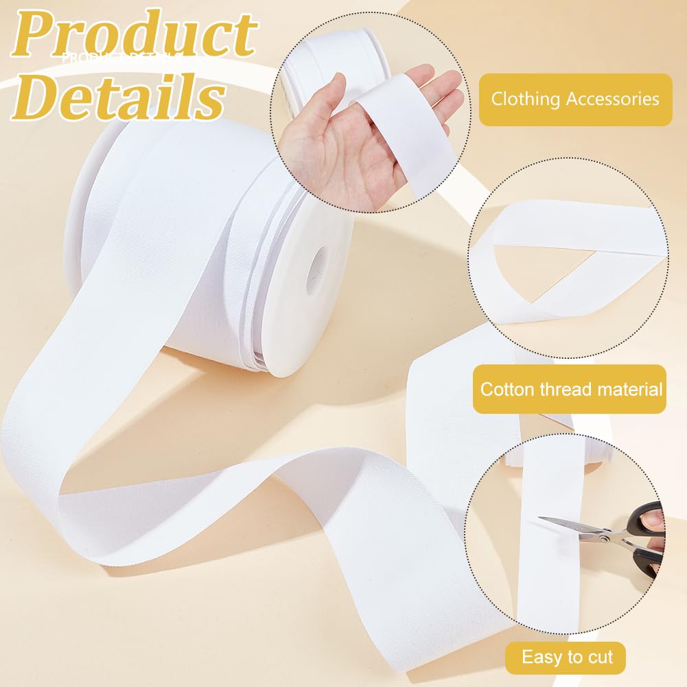 BENECREAT Ruban Coton Blanc 20m Sangle 40mm