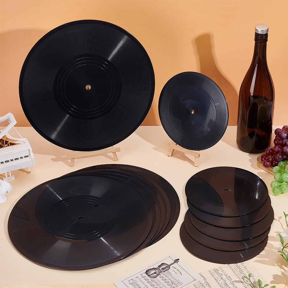 BENECREAT disques vinyles décoratifs 18 et 30 cm lot 20 noir
