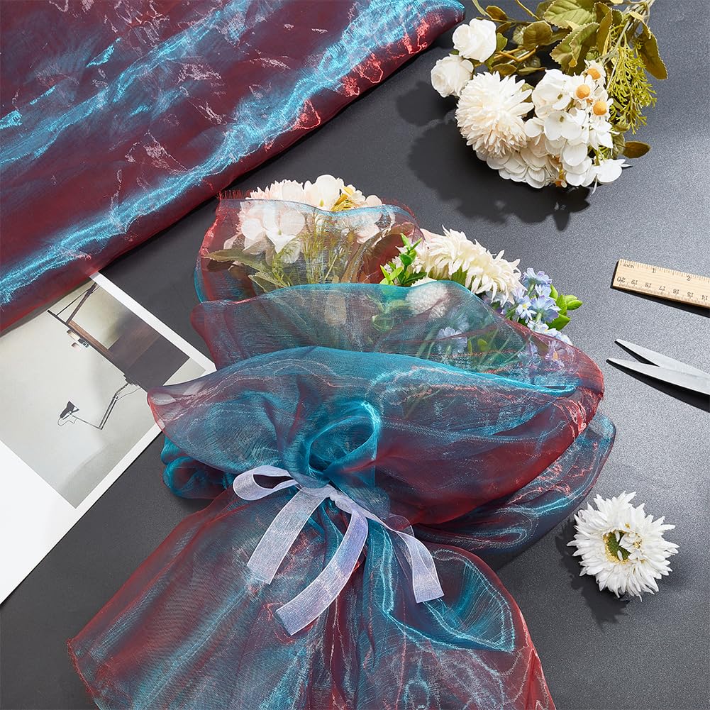 BENECREAT Tissu Organza Bicolore Bleu 3m x 150cm Léger