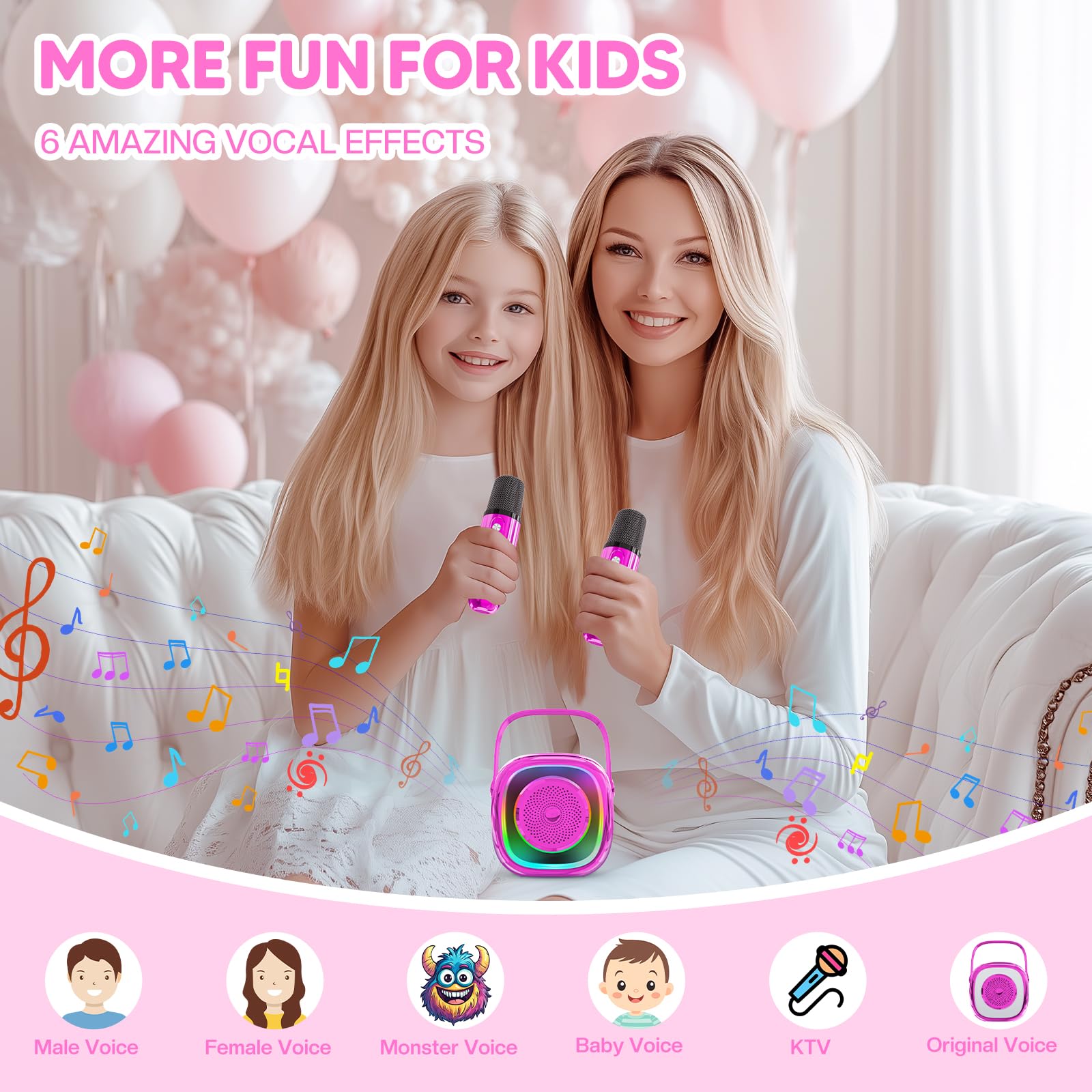 JYPS Micro Karaoké Enfant Bluetooth 2 Micros 3-12 Ans
