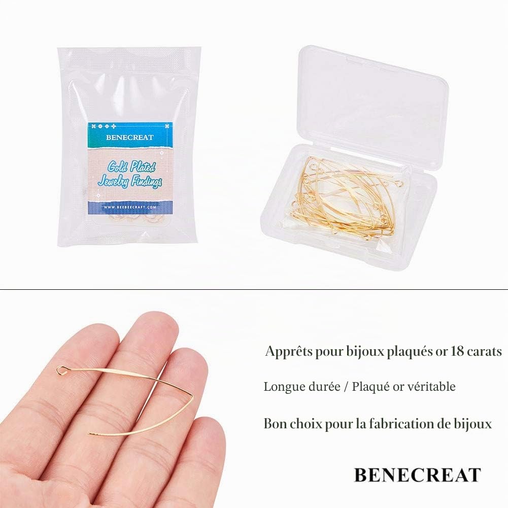 BENECREAT 44x26mm crochets boucles d’oreilles plaqué or 18K