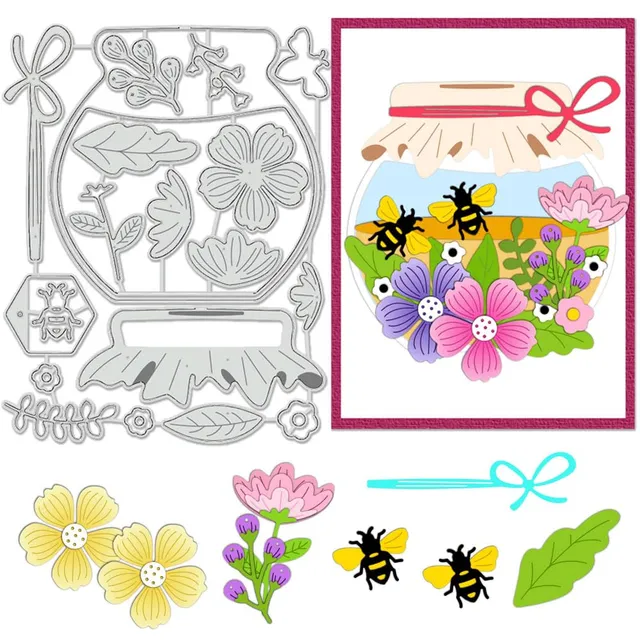 BENECREAT matrice découpe pot miel abeille scrapbooking 13x16 cm