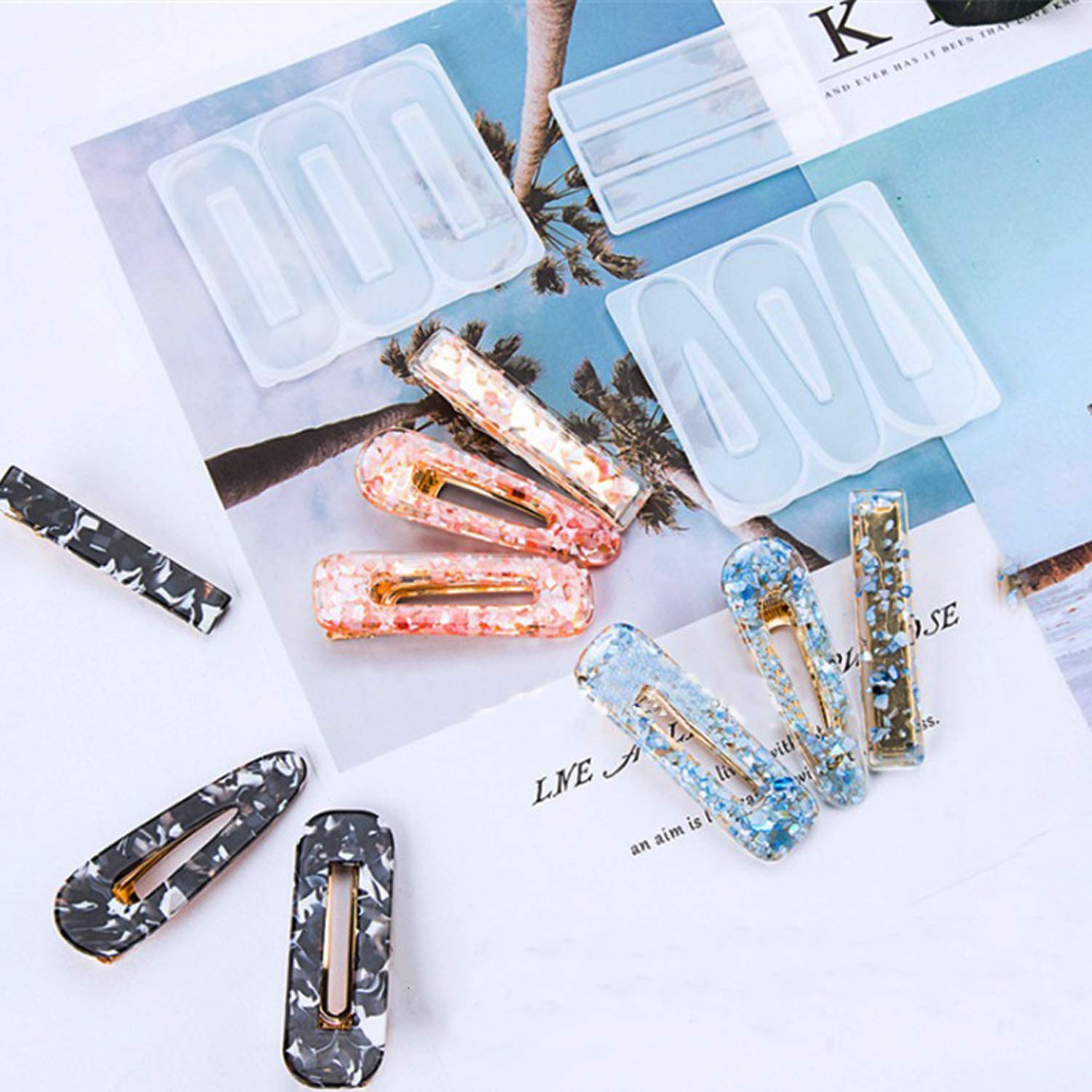 Cayway set 29 moules silicone barrettes cheveux résine