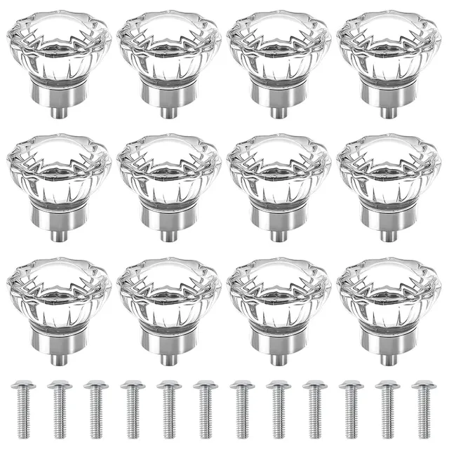 BENECREAT poignées meuble cristal rond 37 mm lot de 12