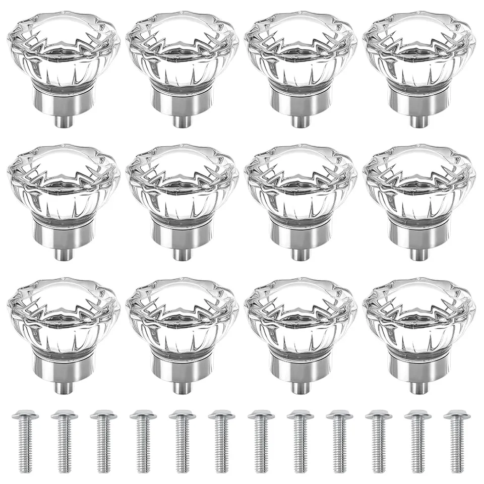 BENECREAT poignées meuble cristal rond 37 mm lot de 12