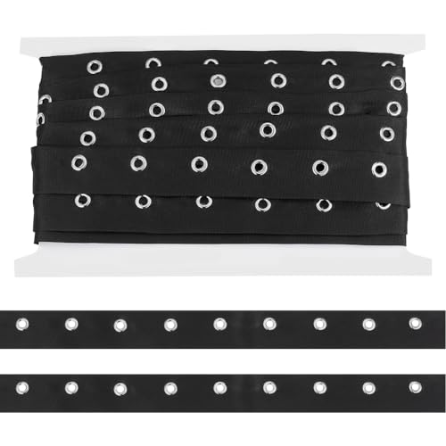 BENECREAT Ruban À Œillets Noir 4,5m 25mm Argent