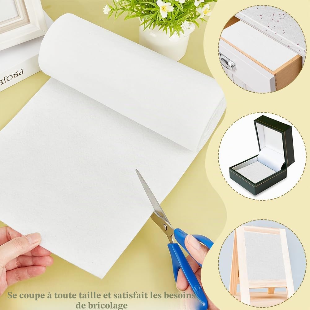 BENECREAT Feutre Tissu Rouleau 3m x 24cm 2mm Blanc