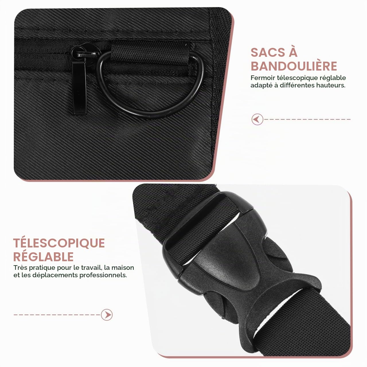 ROSENICE Sac Bandoulière Homme Nylon Noir Caché