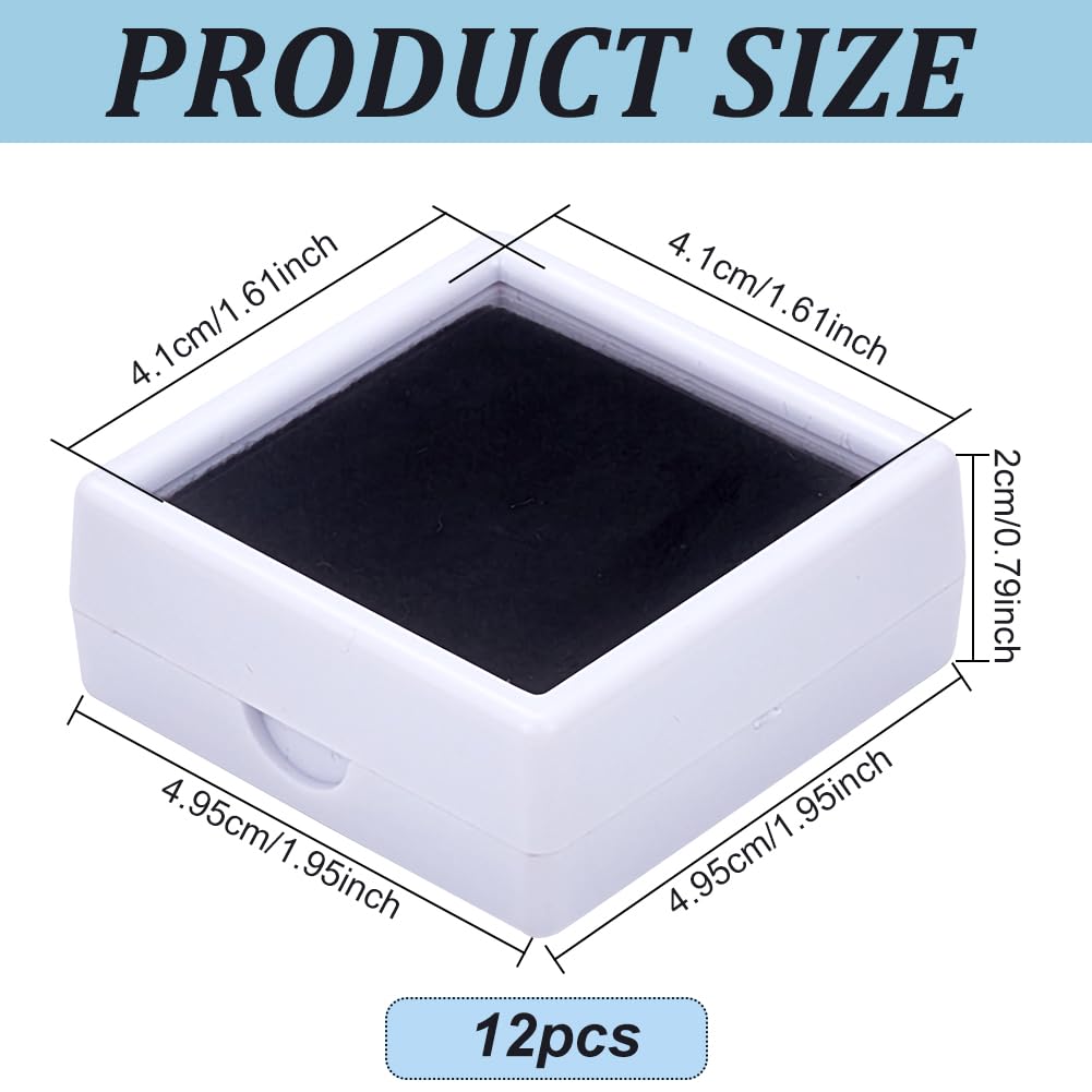 BENECREAT Boîte Présentation Pierres 12 pcs boîte bijoux verre blanc