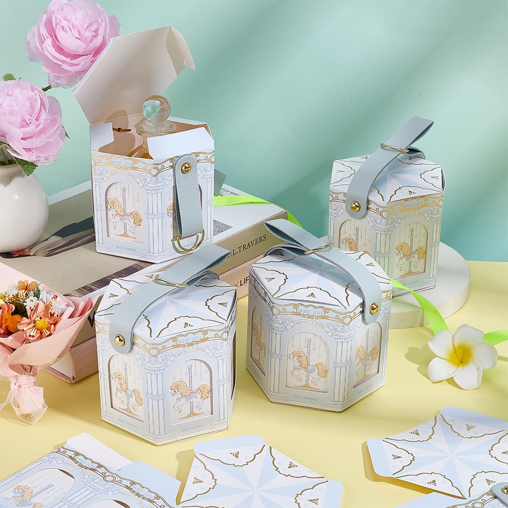 BENECREAT Carrousel Boîte Cadeau Hexagonale Blanche 24pcs 9x9x8cm