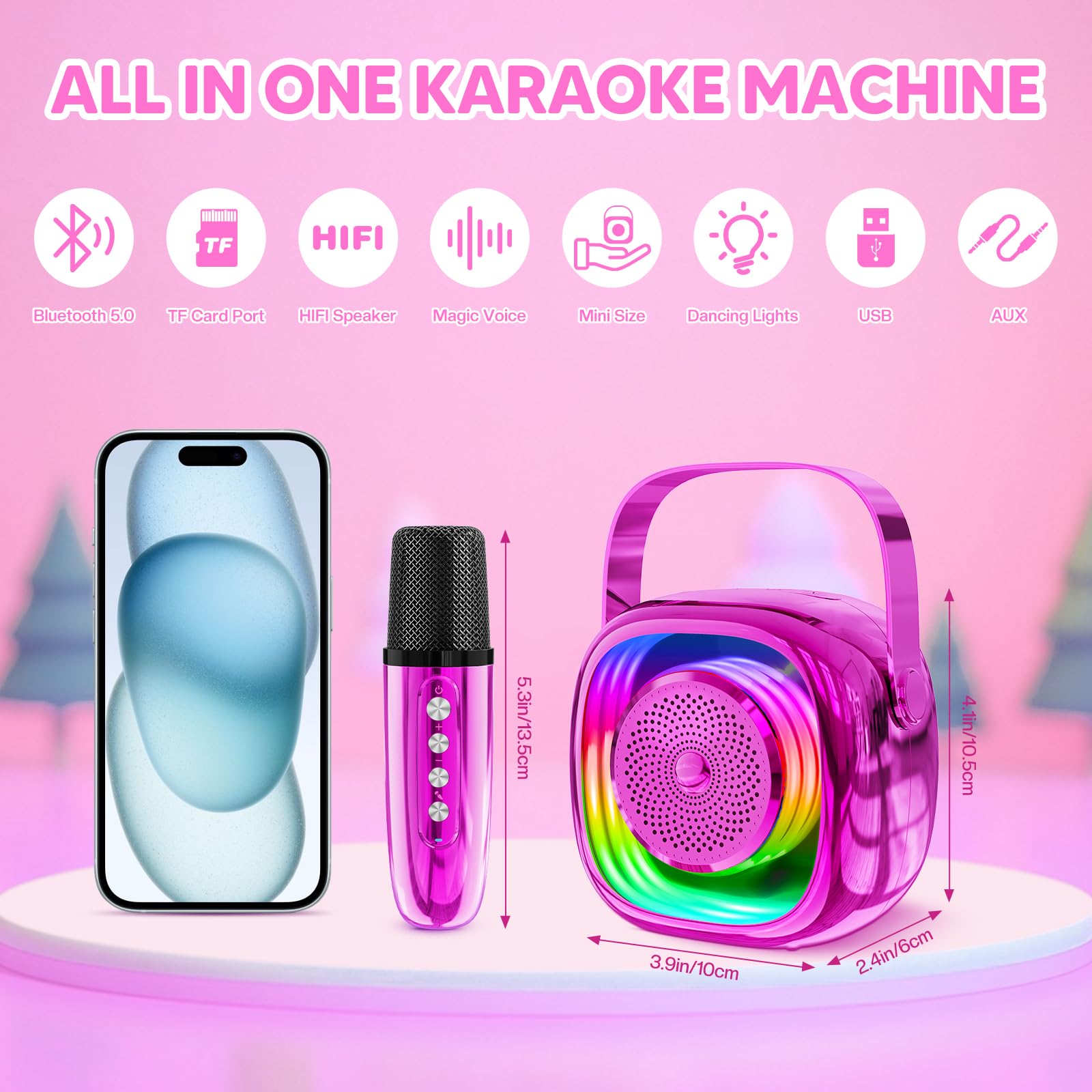 JYPS Micro Karaoké Enfant Bluetooth 2 Micros 3-12 Ans