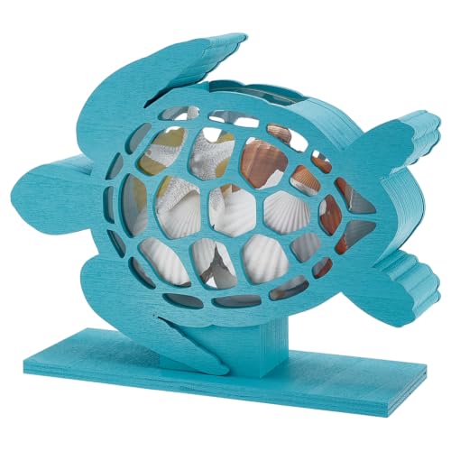 BENECREAT Boîte Coquillages Tortue Bleu Ciel Bois