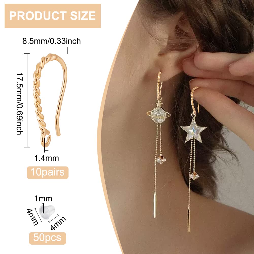 BENECREAT clous oreilles plaqué or 14K crochets
