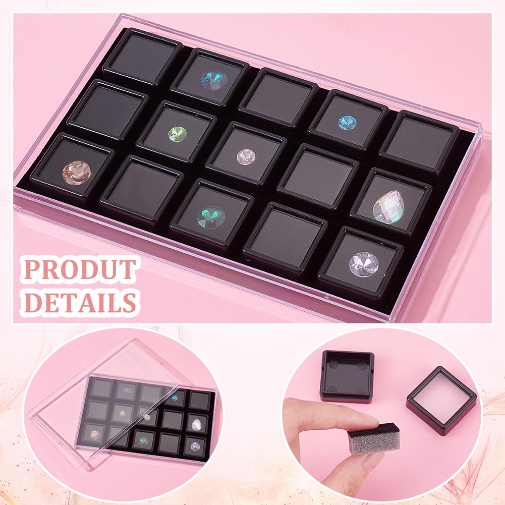 BENECREAT Boîtes Présentation Pierres Acrylique Noires 15pcs