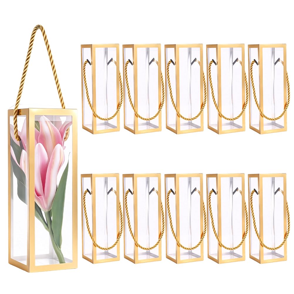 BENECREAT Boîte Cadeau Transparente 7x7x21cm Gainsboro Lot de 10