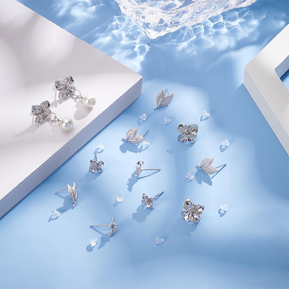 BENECREAT Clous Fleurs Feuilles 12 pcs Argenté Platine