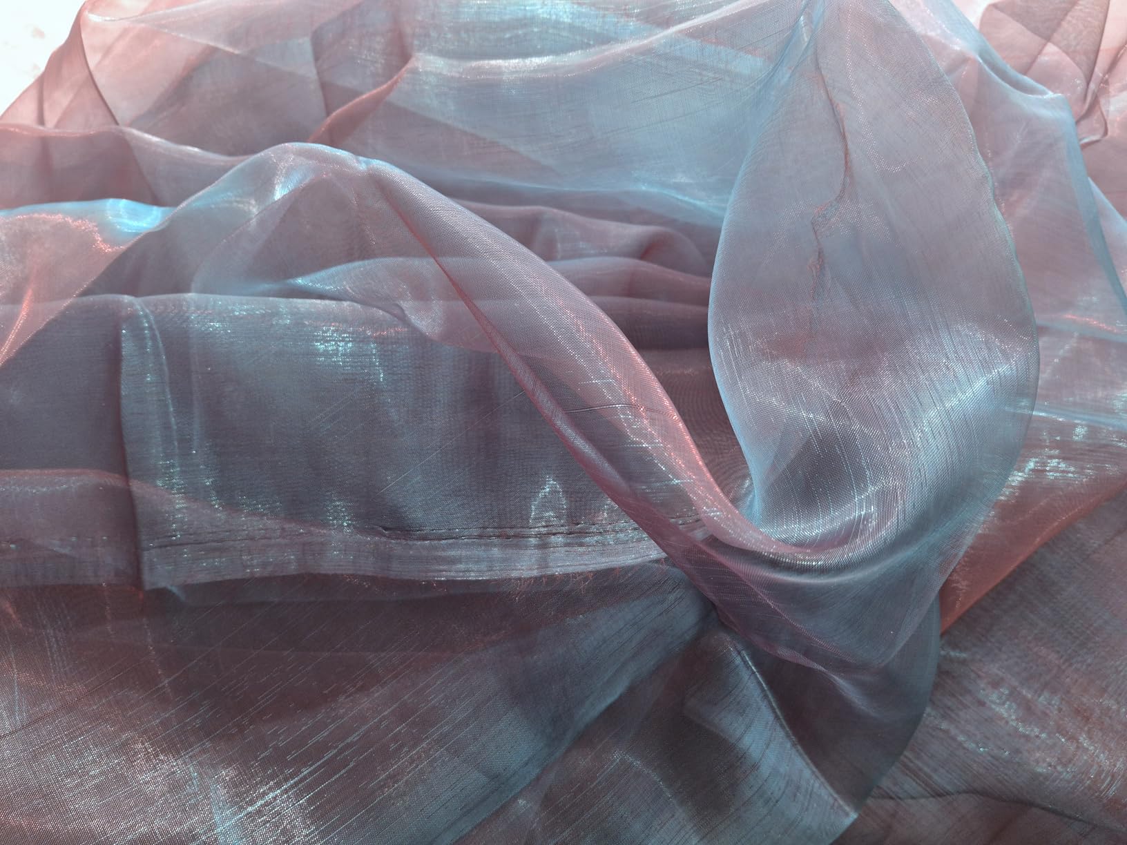 BENECREAT Tissu Organza Bicolore Bleu 3m x 150cm Léger