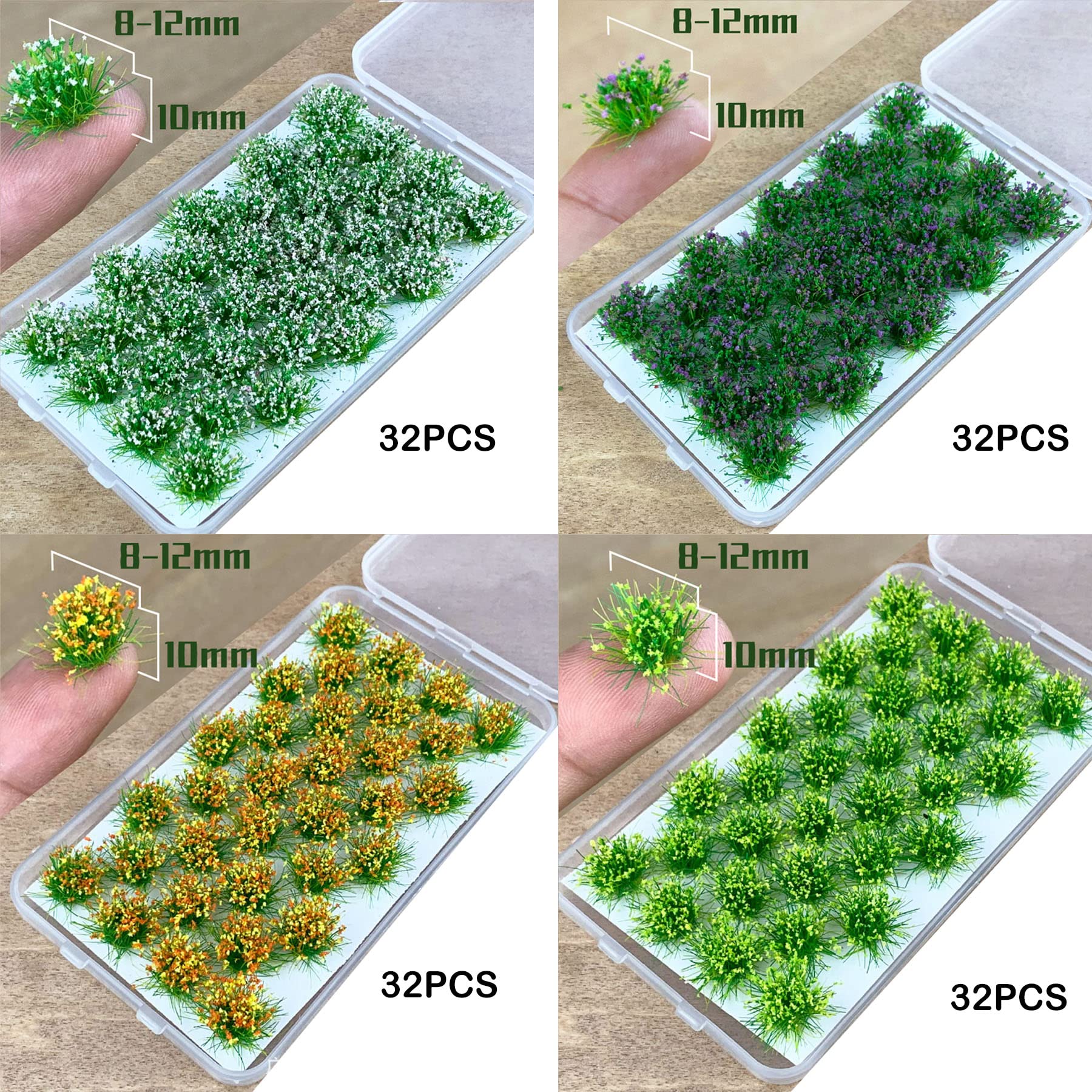 Cayway Touffes Fleurs Miniatures 128 pcs 4 Couleurs Paysage