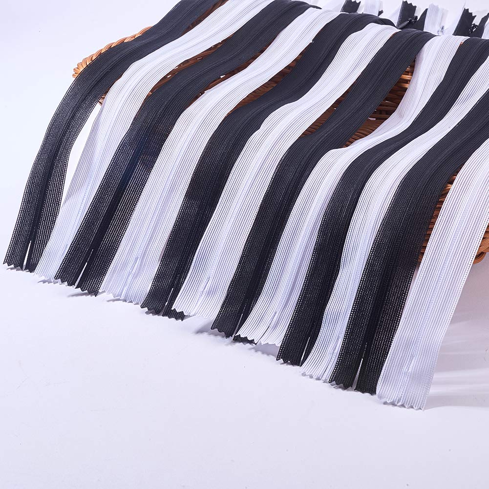 BENECREAT Fermeture éclair invisible 60 pièces noir blanc