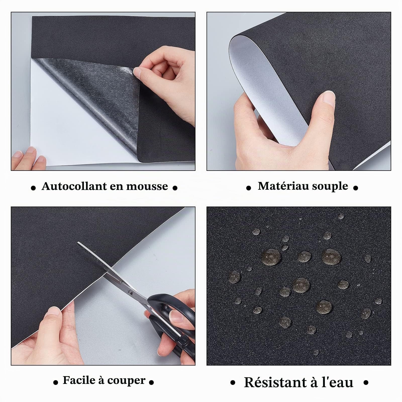 BENECREAT feuilles mousse adhésive noire 1 mm 21x30 cm x10