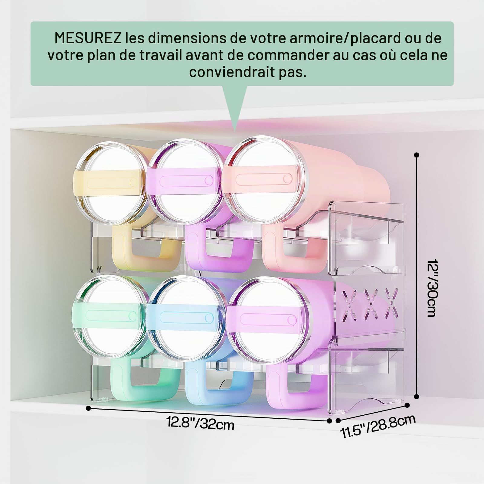 JYPS Porte-bouteilles empilable 2 niveaux 6 bouteilles transparent