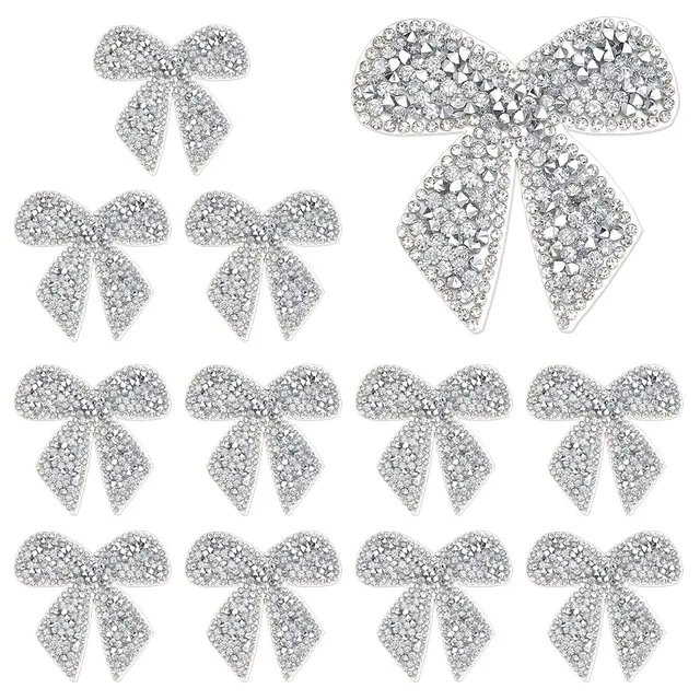 BENECREAT patchs strass nœud papillon thermocollants x16 argenté
