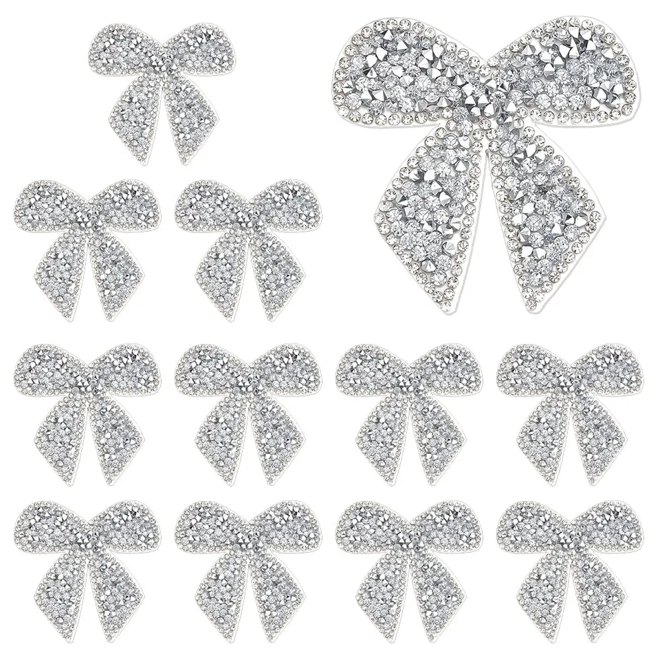 BENECREAT patchs strass nœud papillon thermocollants x16 argenté