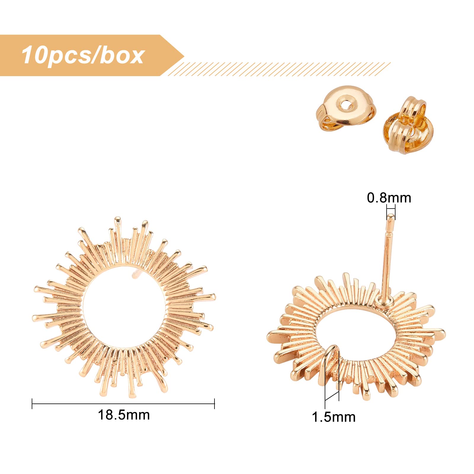 BENECREAT Crochets laiton doré boucles d'oreilles 5 paires