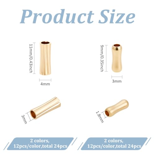 BENECREAT Tubes perles espaceur laiton 48 pcs doré argenté