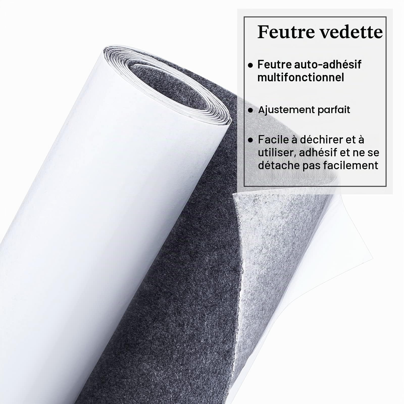 BENECREAT Rouleau Feutre Autocollant Noir 40cm x 2m
