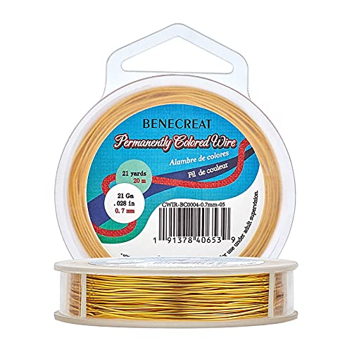 BENECREAT Fil Cuivre Doré Bijoux 0,7mm 20m Anti-ternissement