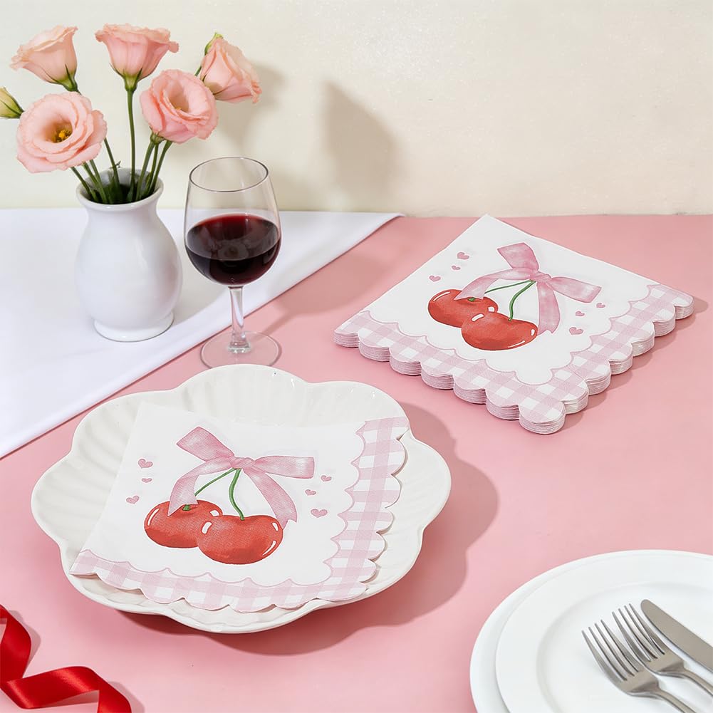 BENECREAT Serviette Table Cerises Rose 320mm Lot 80
