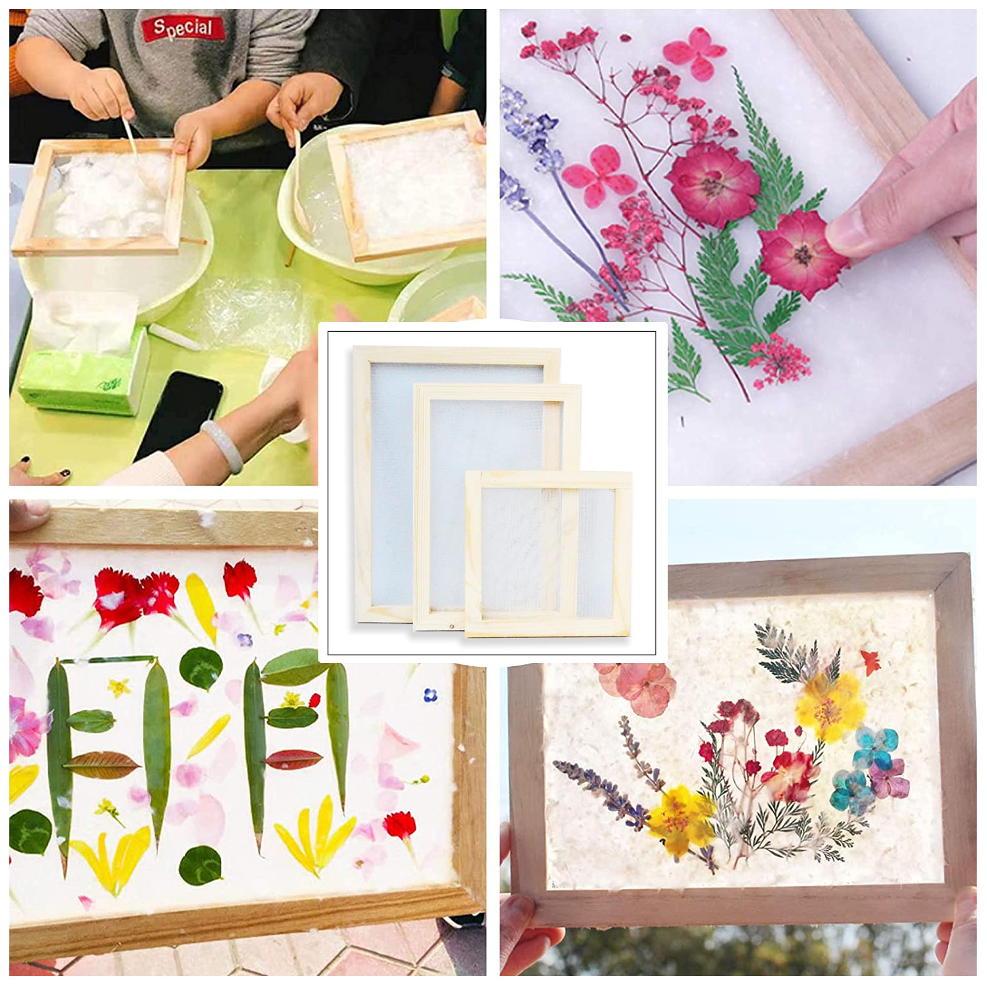 Cayway Kit Fabrication Papier 11 pcs 5 cadres fleurs séchées