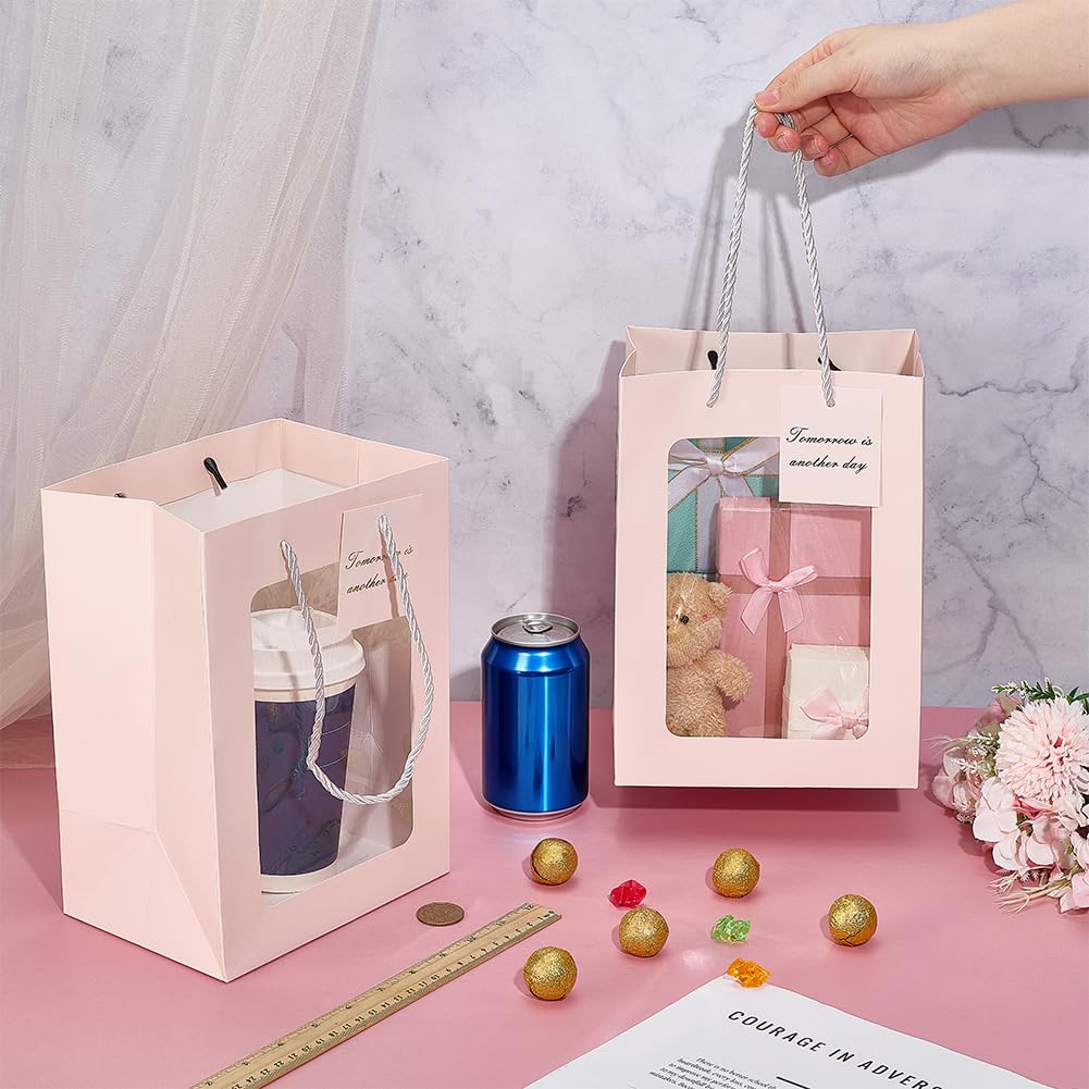 BENECREAT Sacs Cadeaux Fenêtre Rose 30pcs 25x18x13cm Carton