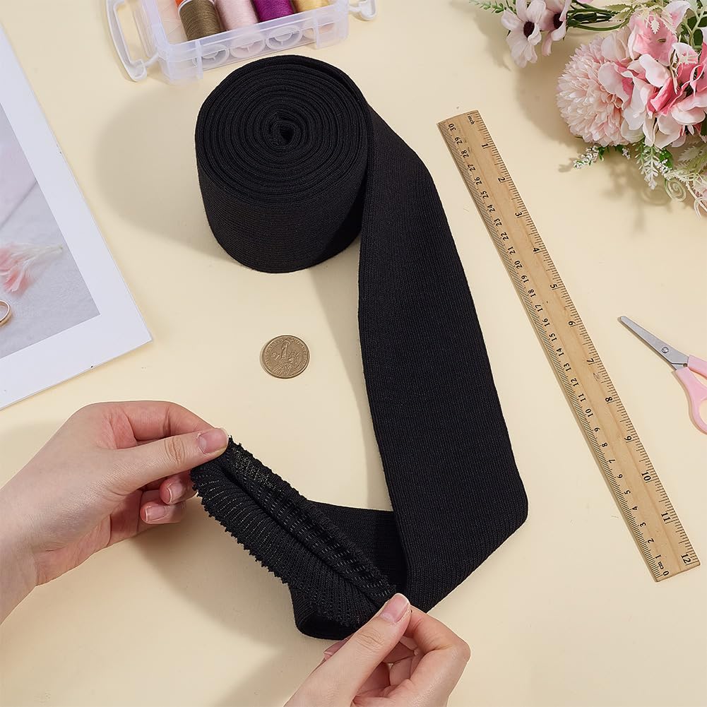BENECREAT tissu tubulaire côtelé noir 2m pour poignets