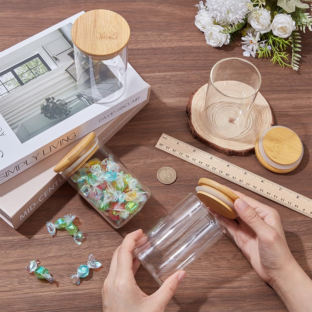 BENECREAT bocaux verre 300ml couvercle bois 4 pièces