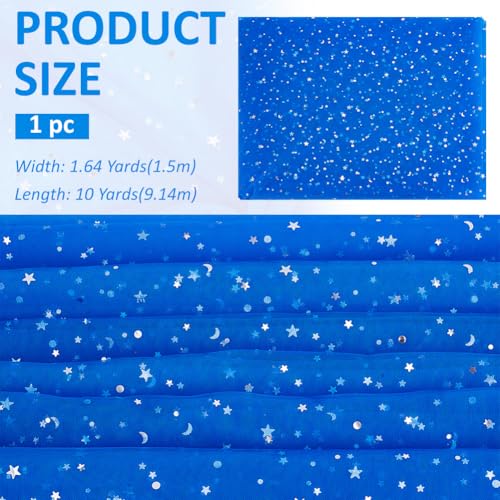 BENECREAT Étoile Lune tulle pailleté bleu marine 9,1m