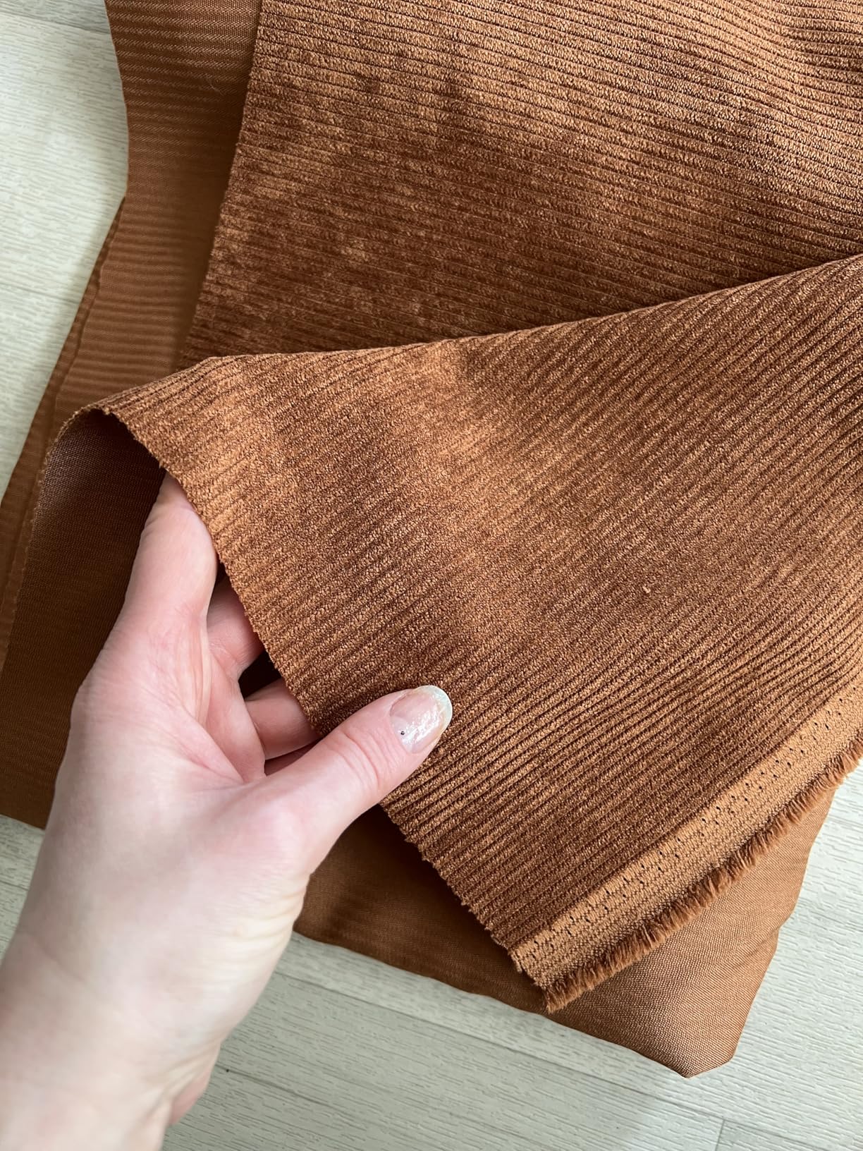 BENECREAT Tissu Velours Côtelé 155x100 cm Vert Olive Foncé Polyester