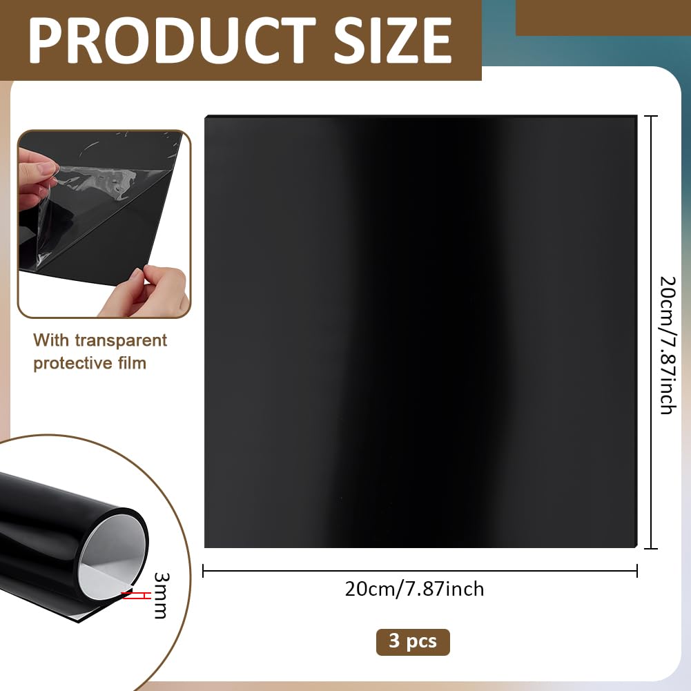 BENECREAT Feuille silicone adhésive noire 3mm 3 pcs