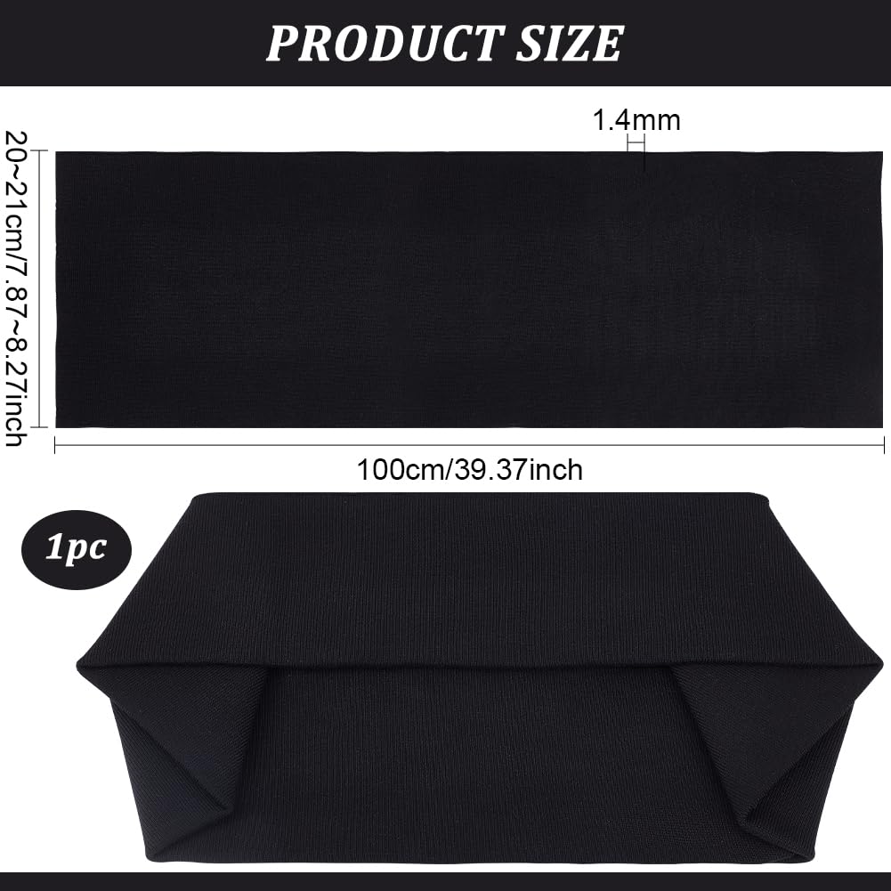 BENECREAT Tissu Côtelé Noir 100x20 cm Bord-Côte Polyester