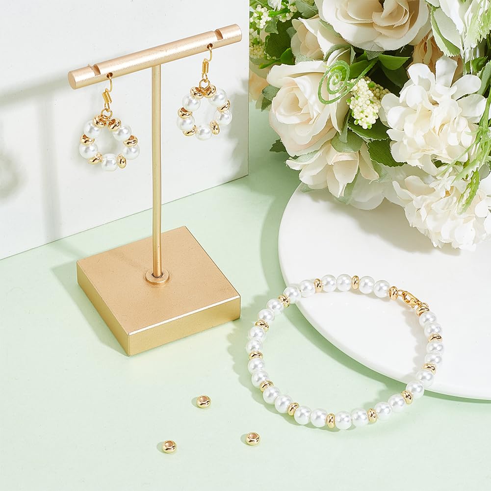BENECREAT Perles Laiton Plaqué Or 18K 30 pcs perles rondelle stop
