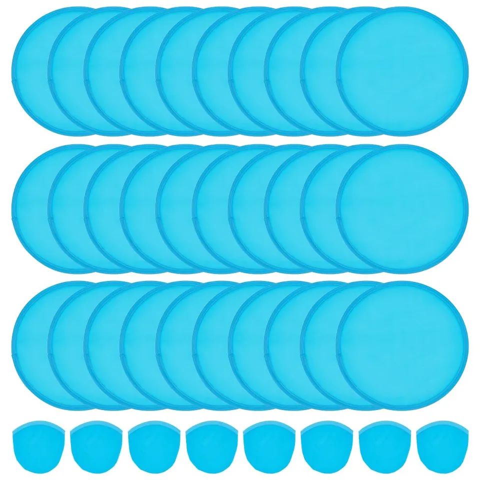 BENECREAT Éventails Pliables Ronds Nylon Bleu 26,7cm Lot 30