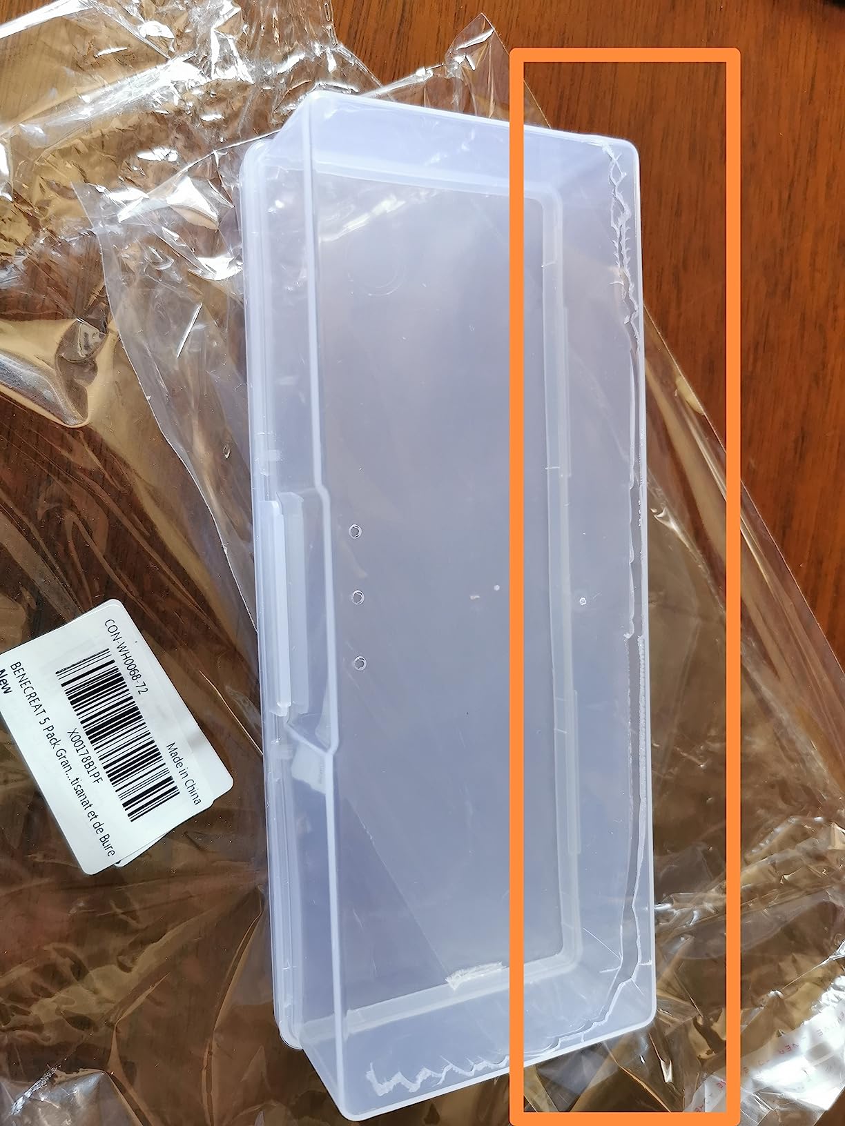 BENECREAT lot 5 boîtes rangement plastique transparentes 19 cm