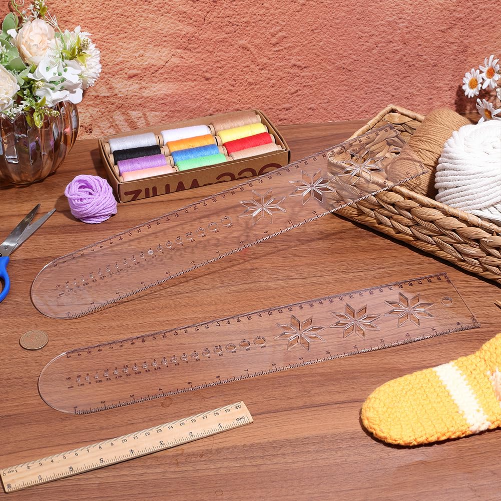 BENECREAT Règle chaussette acrylique 40cm transparent lot de 2