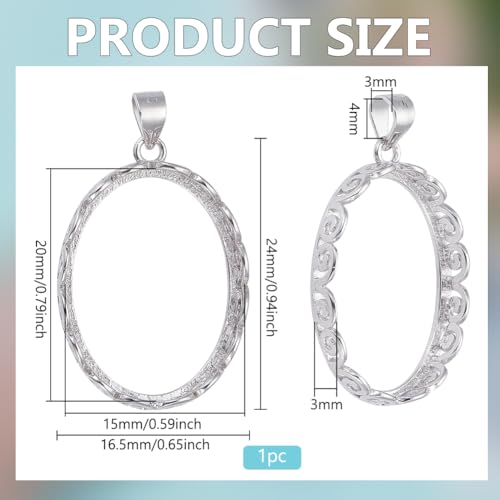 BENECREAT support pendentif plateau argent 925 cabochon