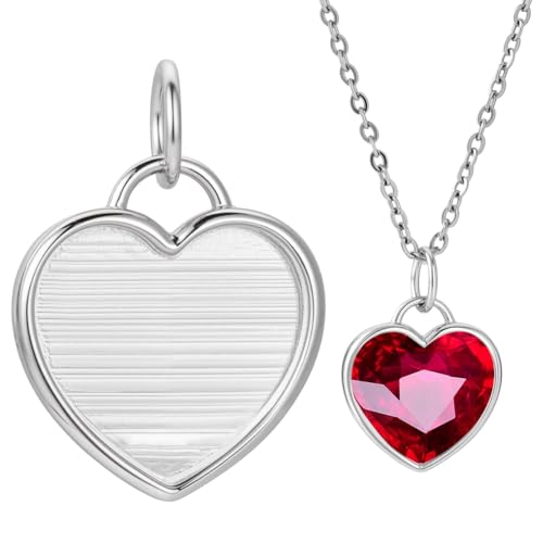 BENECREAT Pendentif cœur argent 925 blanc avec anneau